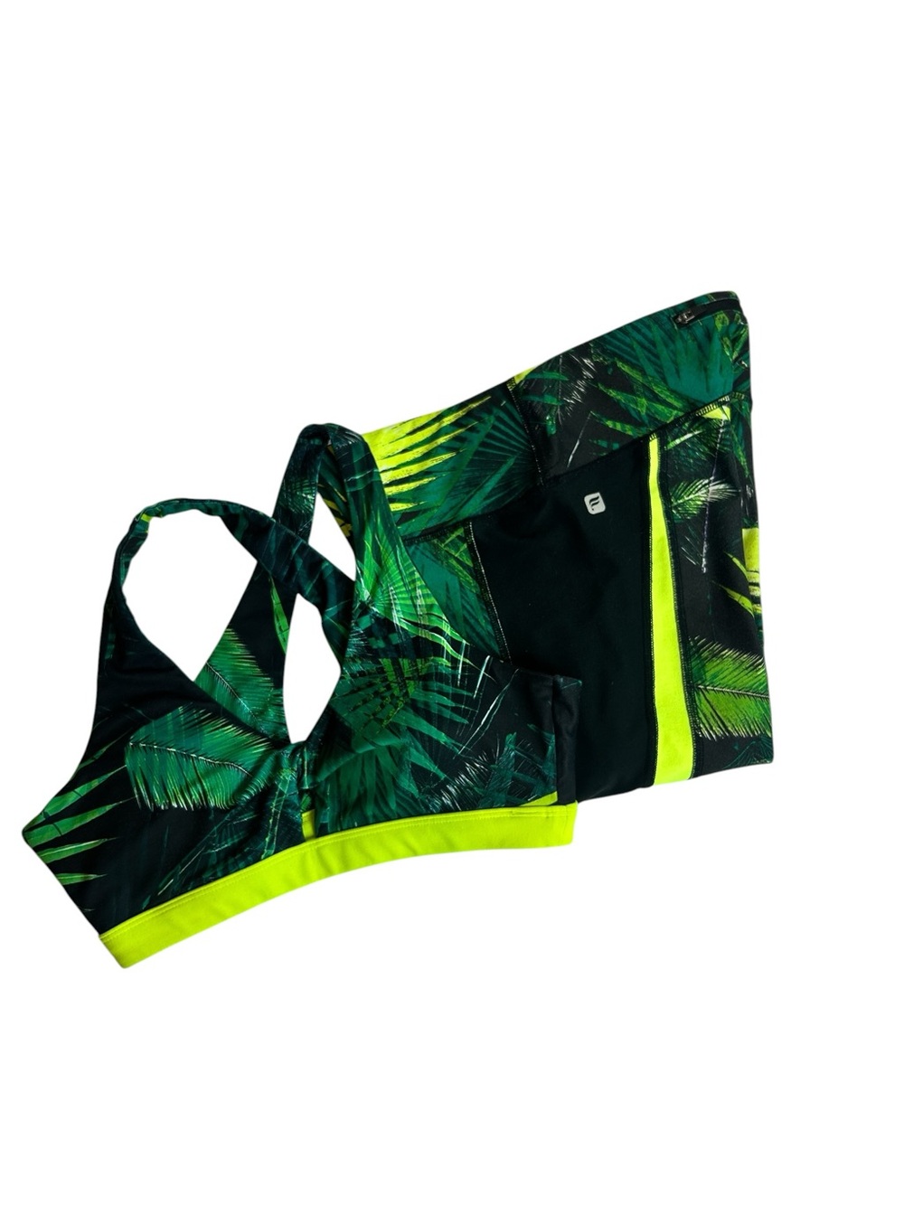 FABLETICS TROPICAL LEAF ACTIVEWEAR SET SPORTS BRA & LEGGINGS XS